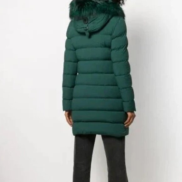 Mackage 'CALLA-X' Emerald Green Down Jacket with Fox Fur Trim Size Medium - Picture 2 of 9